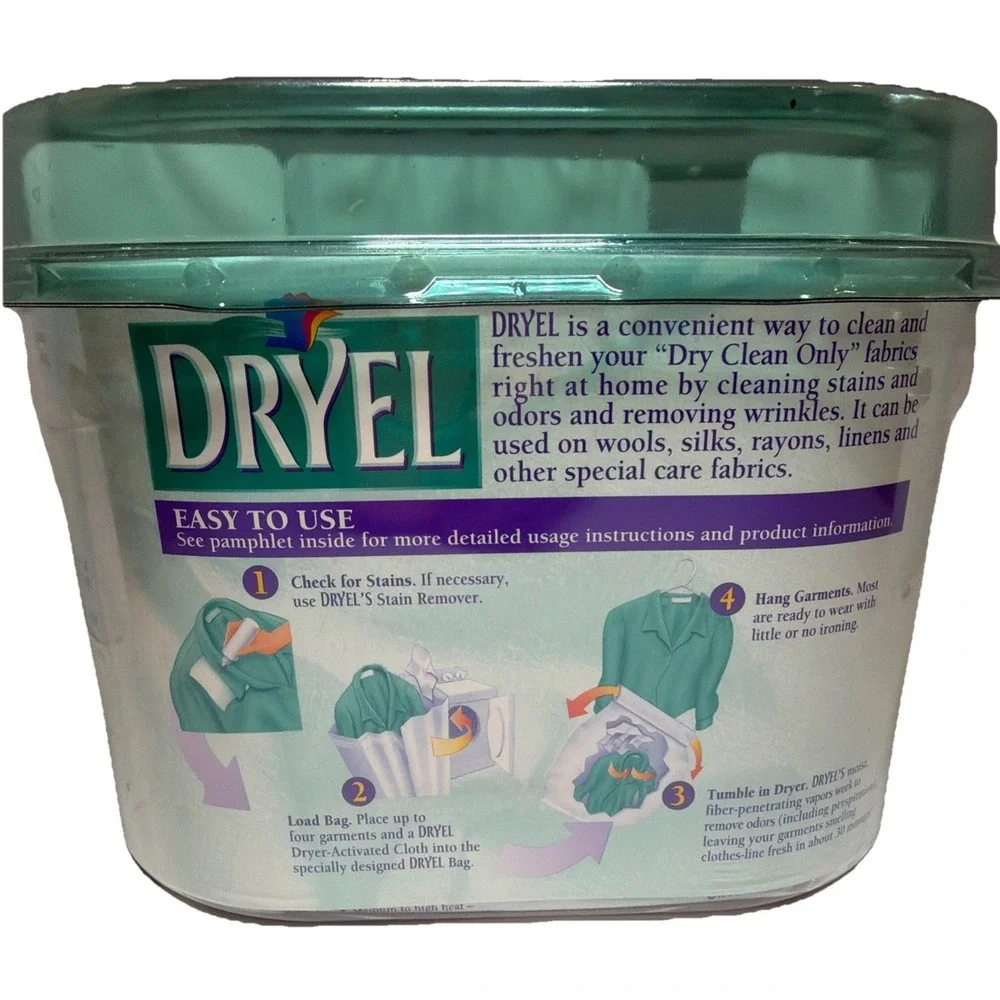 Dryel At-Home Dry Clean Only Fabric Care Starter Kit  Vintage 1997  NO Bag